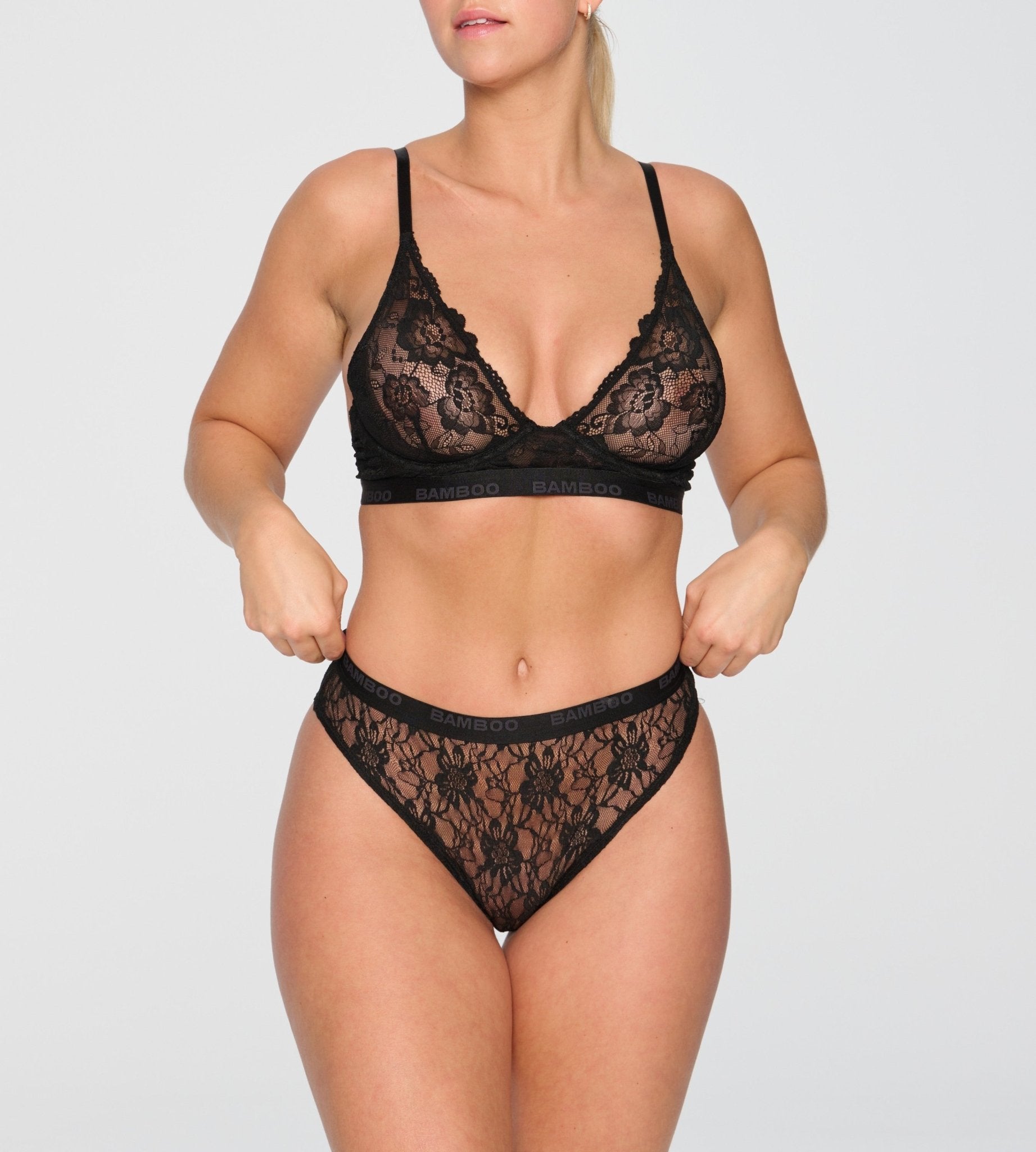 High Cut Lace Bikini - Bamboo Underwear