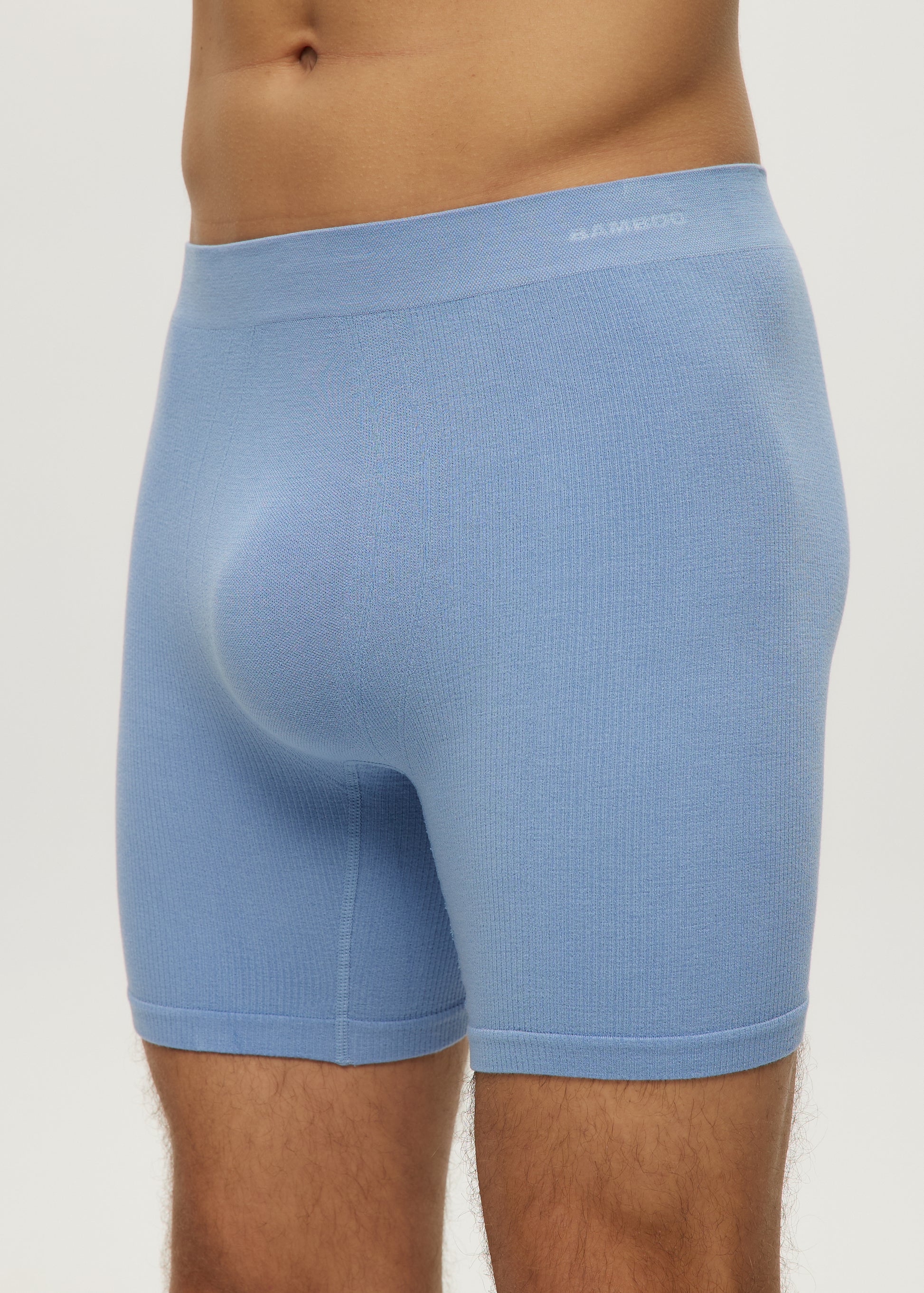 Men Seamless Waffle Long Boxer