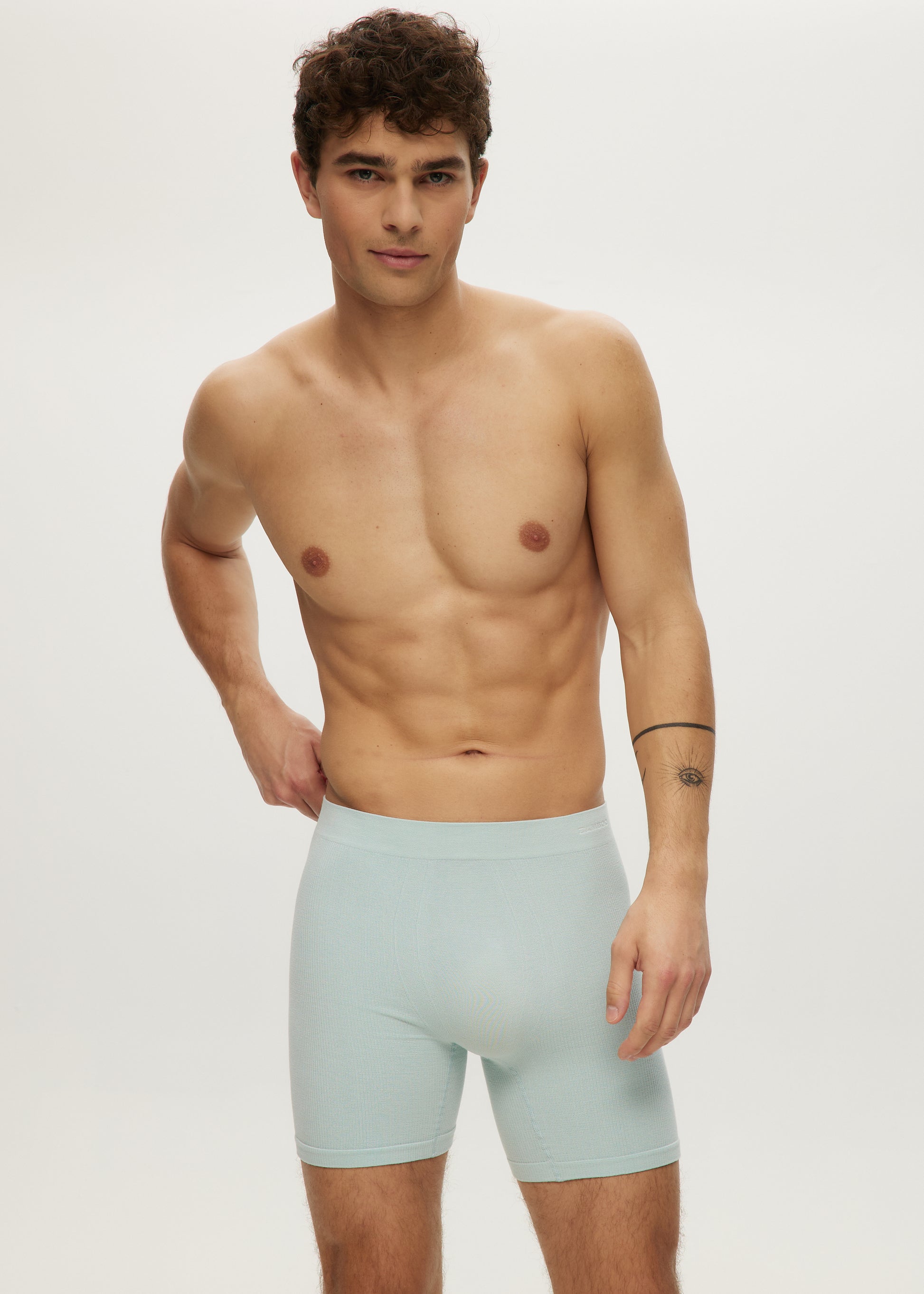 Men Seamless Waffle Long Boxer