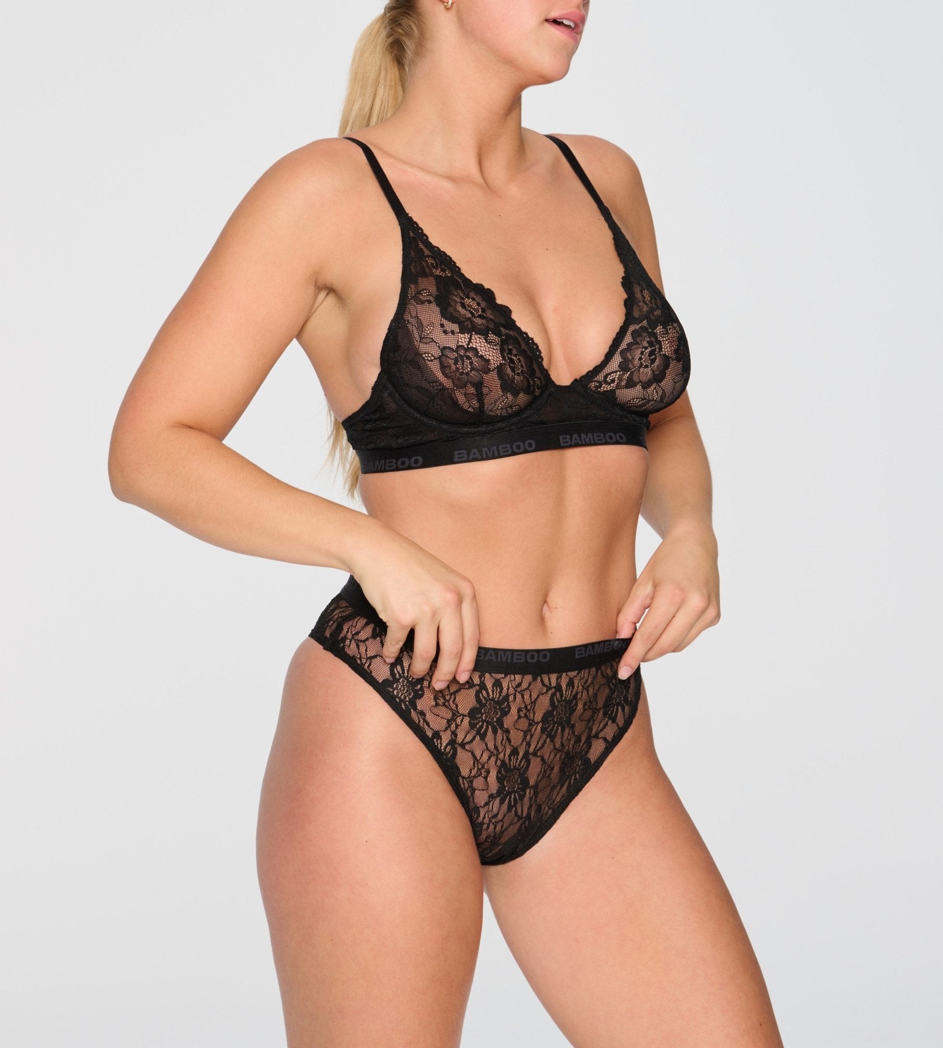 High Cut Lace Bikini - Bamboo Underwear