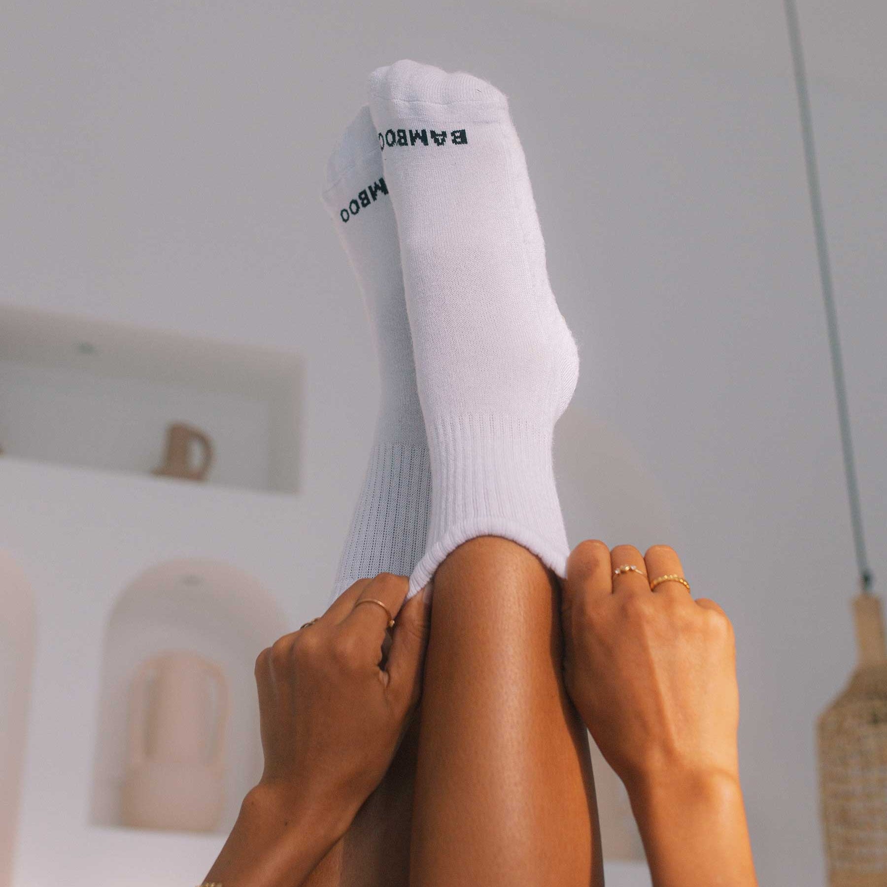 Unisex White Ankle Socks - Bamboo Underwear