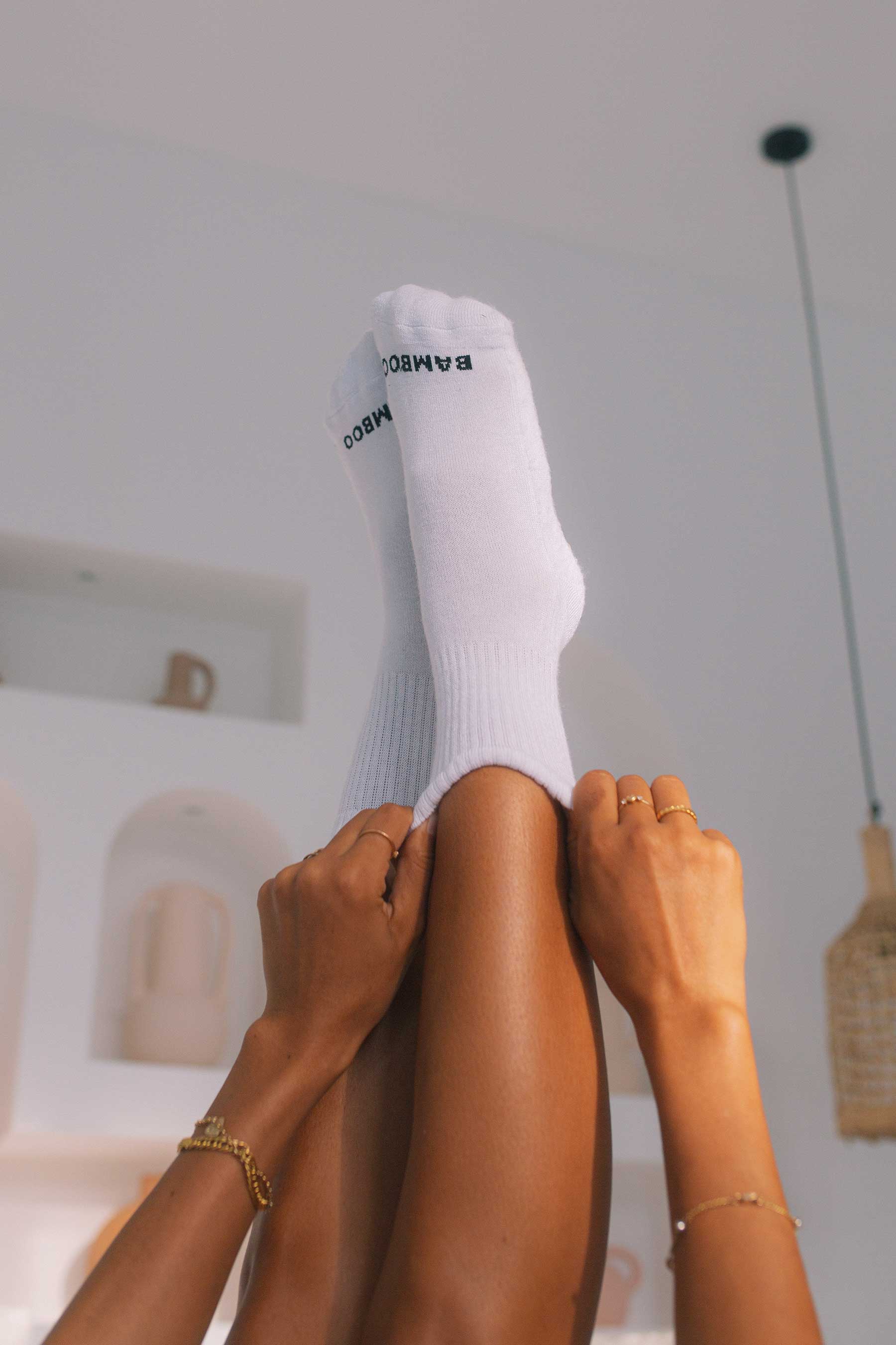 Unisex White Ankle Socks - Bamboo Underwear
