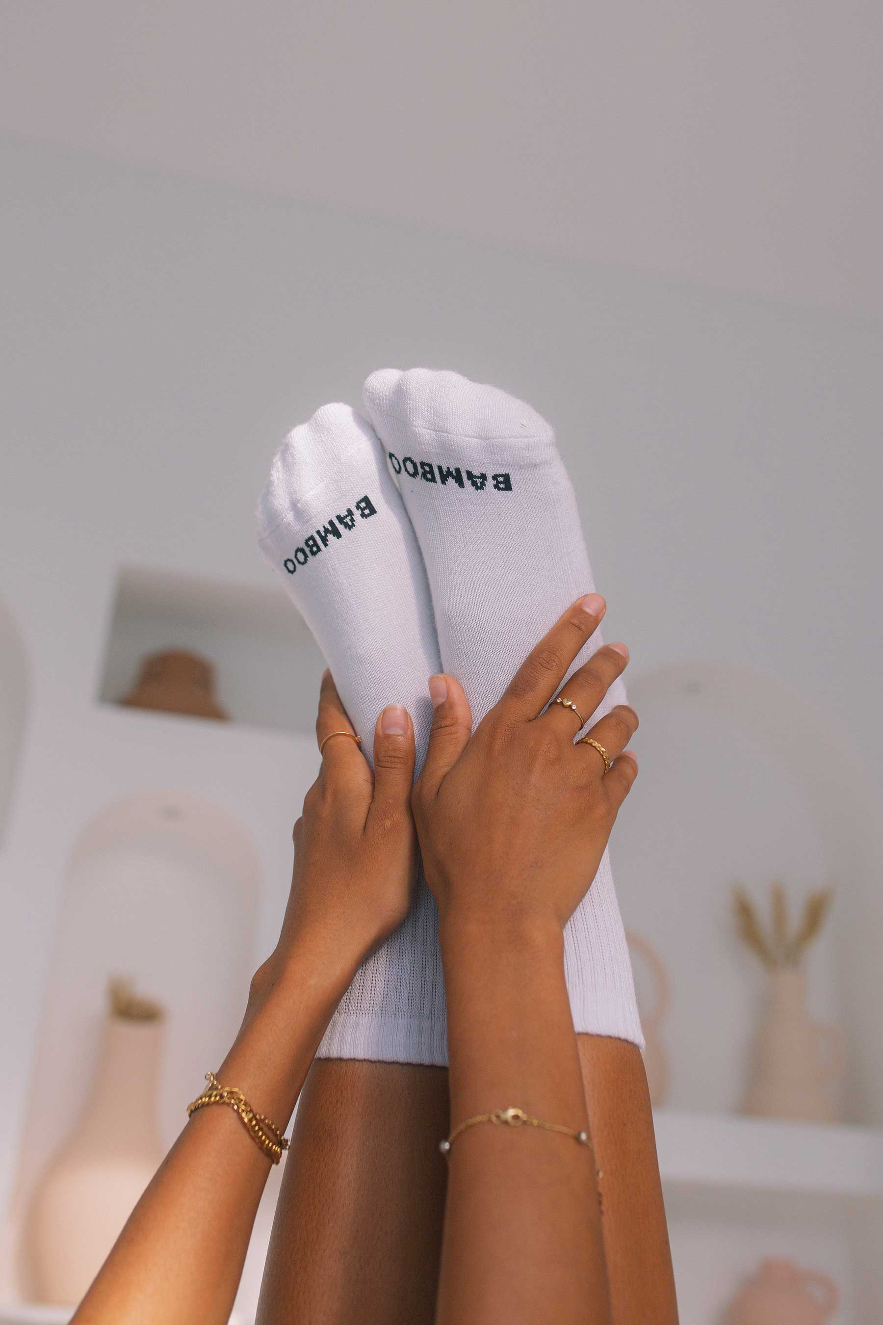 Unisex White Ankle Socks - Bamboo Underwear